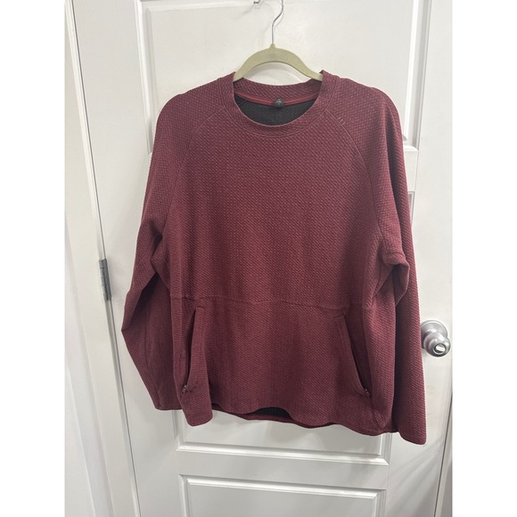 Lululemon Tops - Lululemon At Ease Crewneck Sweatshirt Maroon Burgundy Textured Pullover Large